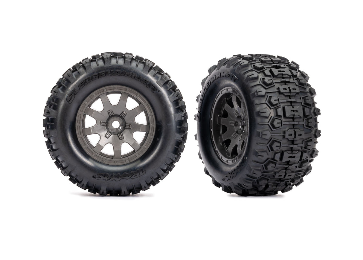 Traxxas Gray Front Wheels w/ Sledgehammer Tires (2)