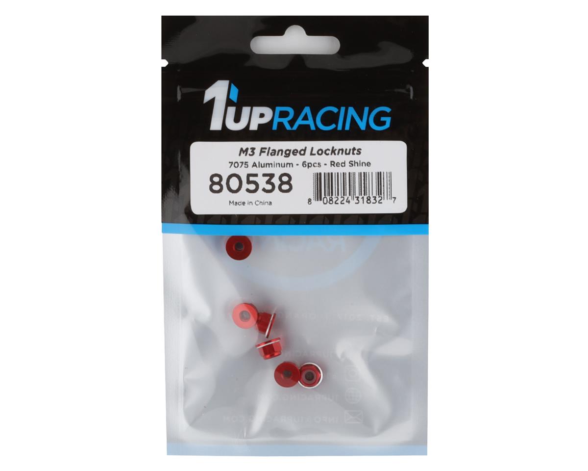 Traxxas - 1UP Racing 3mm Aluminum Flanged Locknuts w/Chamfered Finish (Red) (6)