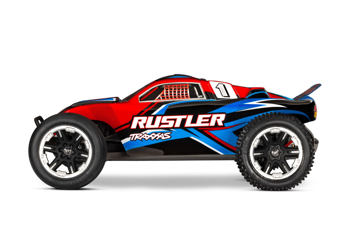 Traxxas Rustler HD 1/10 RTR 2WD Electric Stadium Truck (Red) w/XL-5 ESC, TQ 2.4GHz Radio, Battery & USB-C Charger