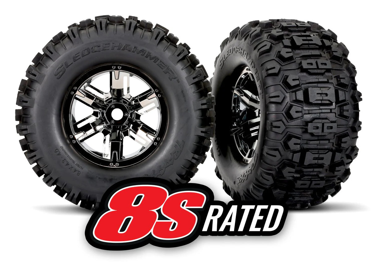 Traxxas - T&W Black Chrome Wheel SLDHMR Tire L&R