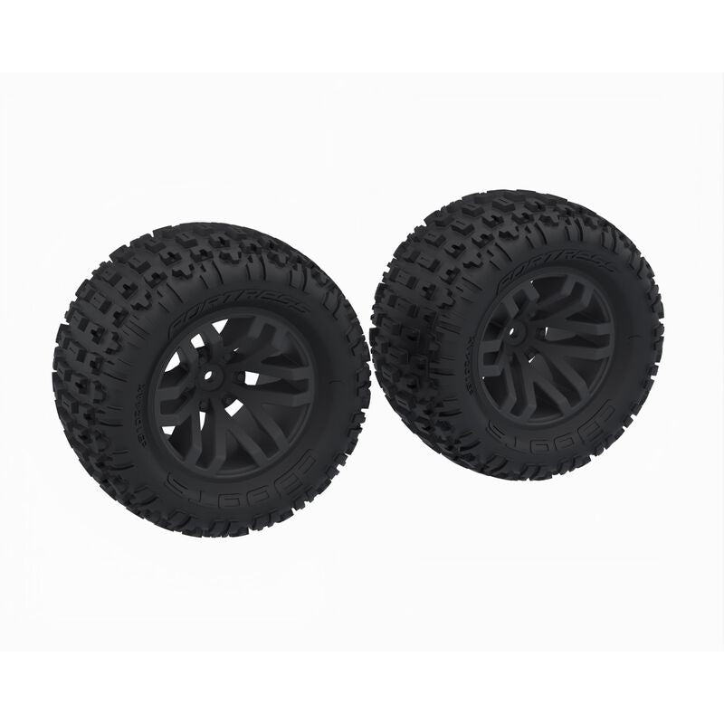 Arrma dBoots 'FORTRESS MT' Tire Set Glued, Black (2)