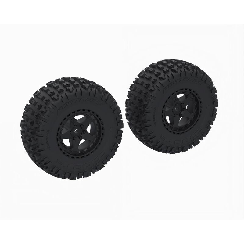 Arrma DBOOTS 'FORTRESS SC' Tire Set Glued, Black (2)