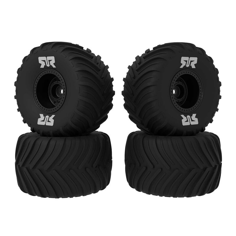dBoots Chevron Mounted Tire Set Glued, Black (2 Pairs): GROM