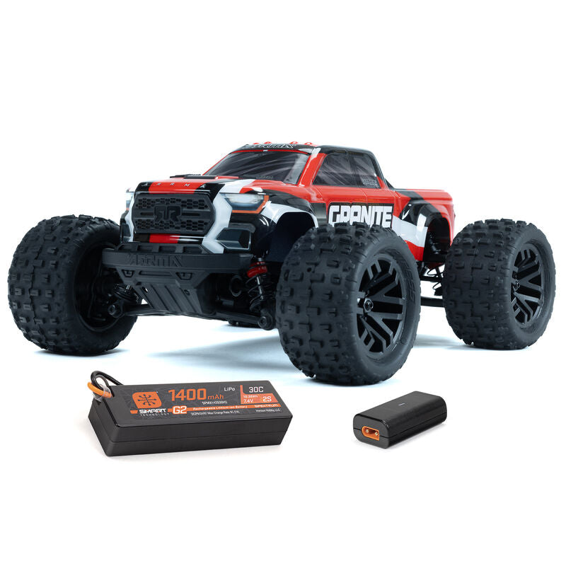 1/18 GRANITE GROM 4X4 RTR Brushed Monster Truck (Battery & Charger Included), Red