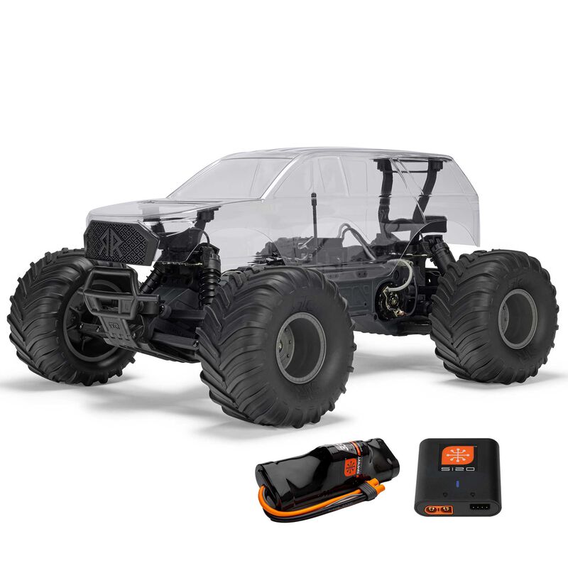 1/10 GORGON 2WD RTA Kit Brushed Monster Truck (Battery & Charger Included), Clear