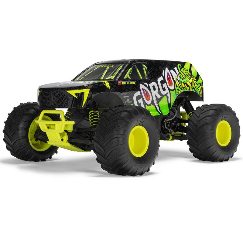 1/10 GORGON 2WD RTR Brushed Monster Truck (Battery & Charger Included), Yellow