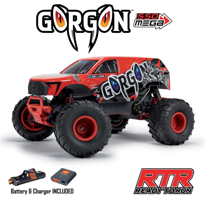 1/10 GORGON 2WD RTR Brushed Monster Truck (Battery & Charger Included), Red