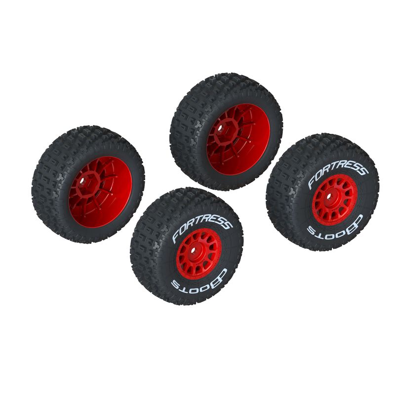 Arrma dBoots 'FORTRESS' Tire Set Glued, Red (2 Pairs)