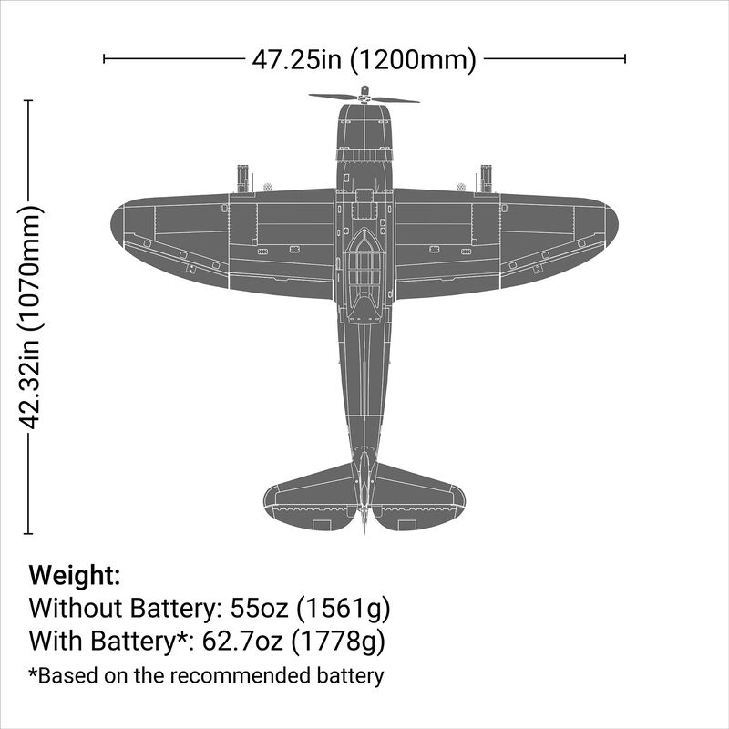 P-47 Razorback 1.2m BNF Basic with AS3X & SAFE Select - EFL08450