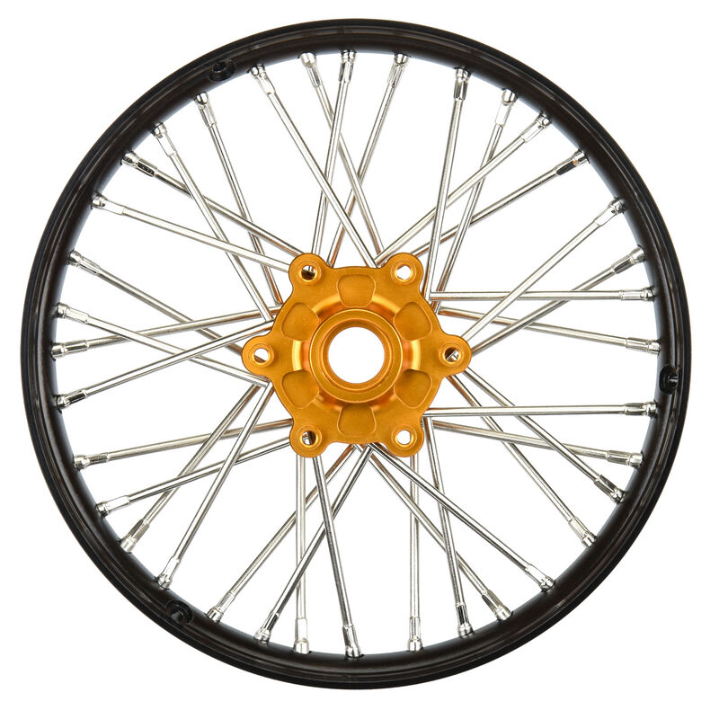 Pro-Line Racing 1/4 Pro-Spec Aluminum V2 Bead Front Wheel Black/Gold (1): Promoto-MX