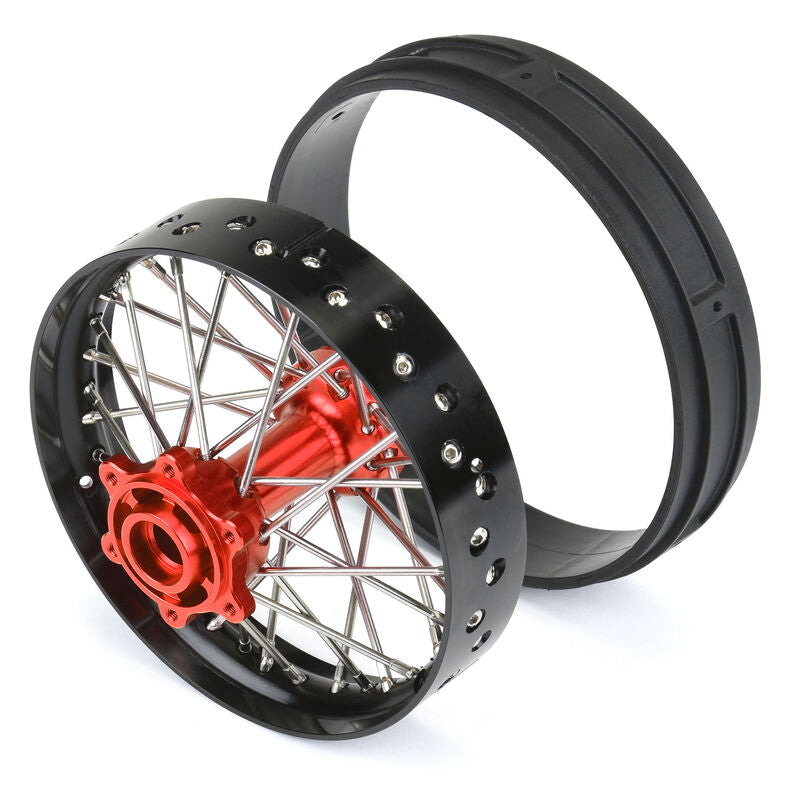 Pro-Line Racing 1/4 Pro-Spec Aluminum V2 Bead Rear Wheel Black/Red (1): Promoto-MX