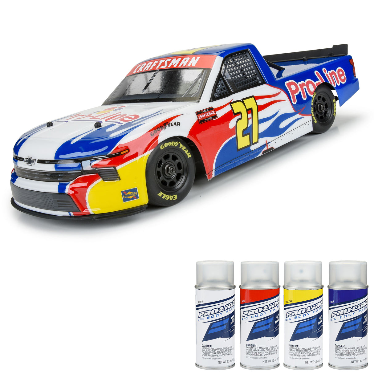 Pro-Line Racing 1/12 Pre-Cut 2024 Chevy Silverado Truck Clear Body: Losi NASCAR