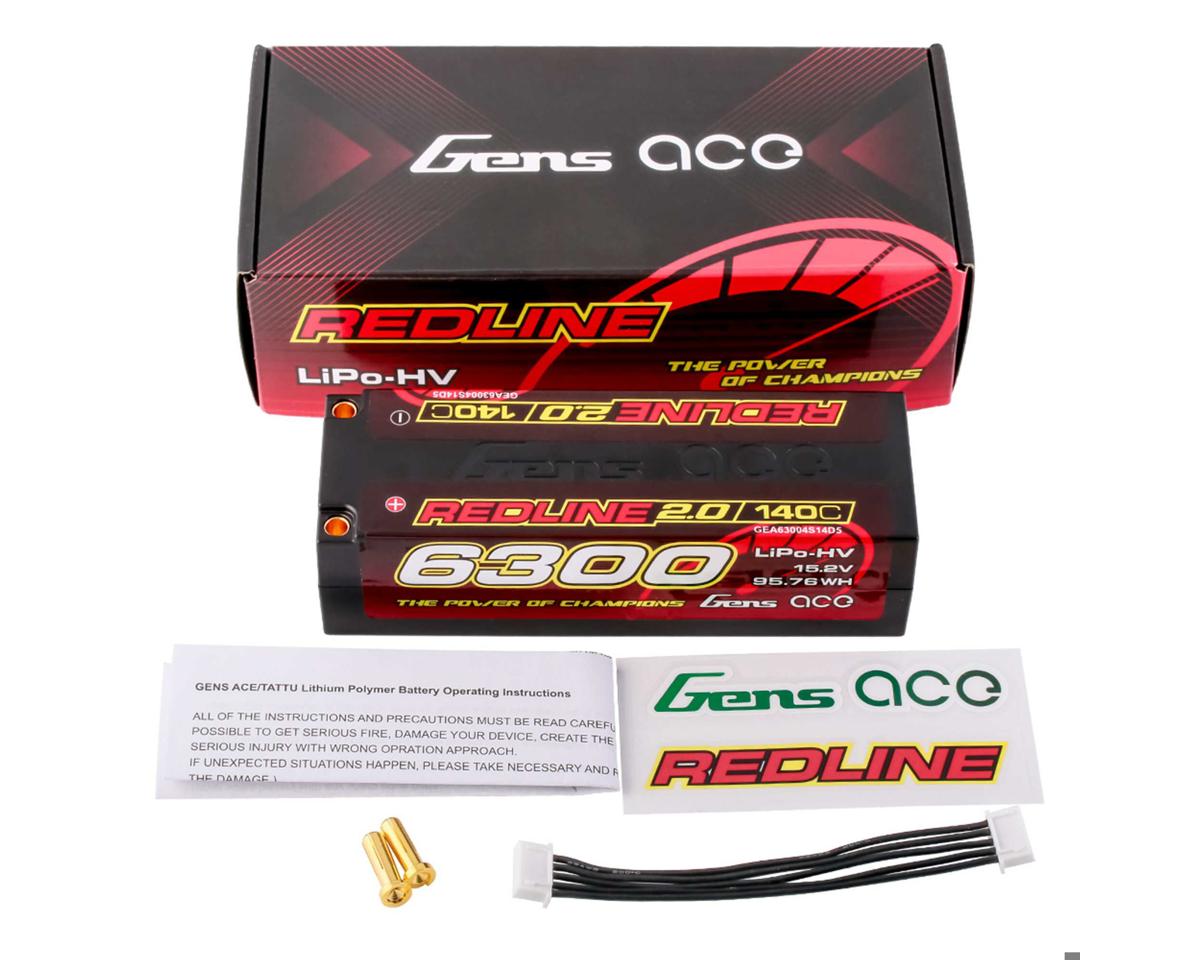 Gens Ace Redline 2.0 4S LiHV Battery 140C (15.2V/6300mAh) w/5.0mm bullet