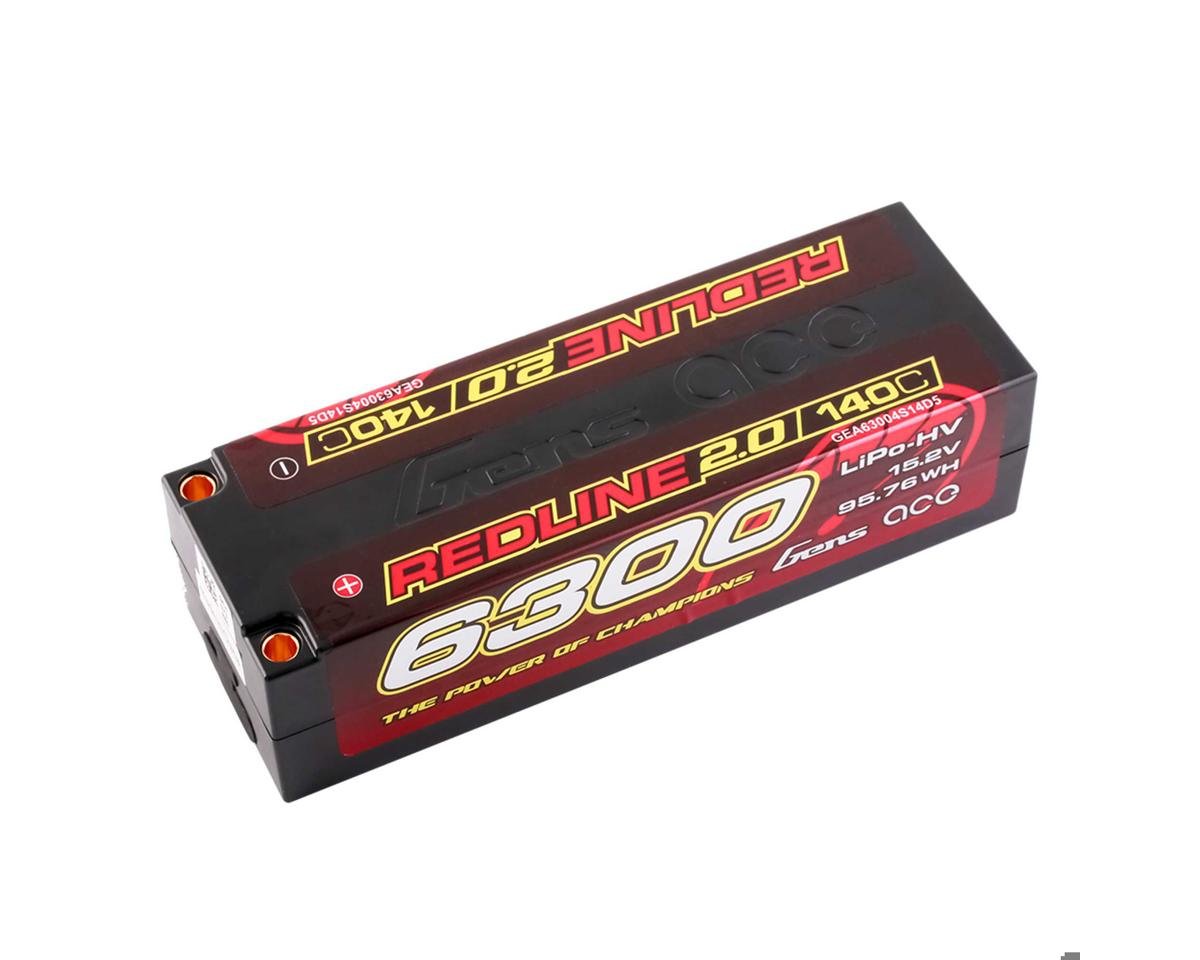 Gens Ace Redline 2.0 4S LiHV Battery 140C (15.2V/6300mAh) w/5.0mm bullet