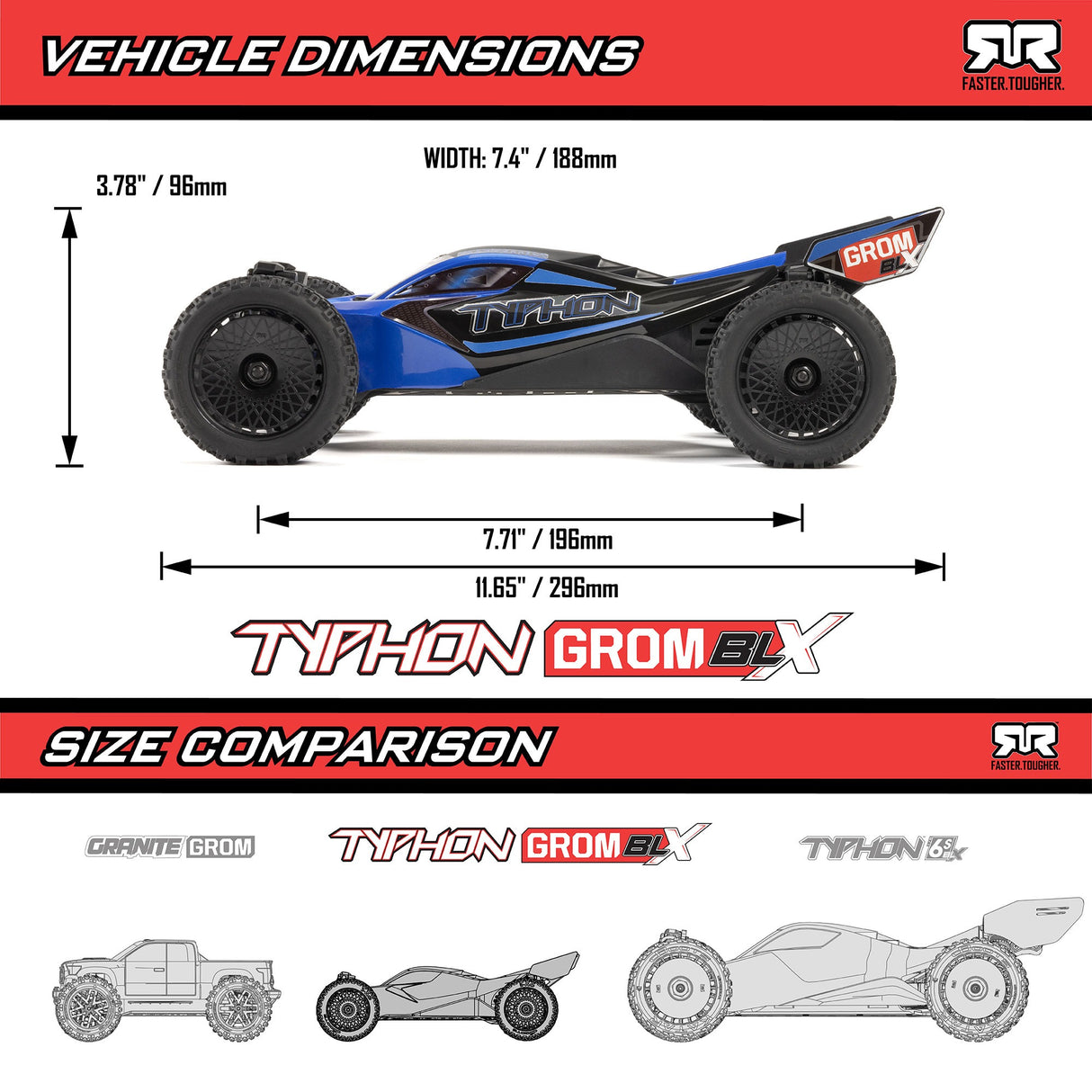 1/14 TYPHON GROM 223S DSC 4X4 RTR Brushless Buggy, Blue (Battery & Charger Included)