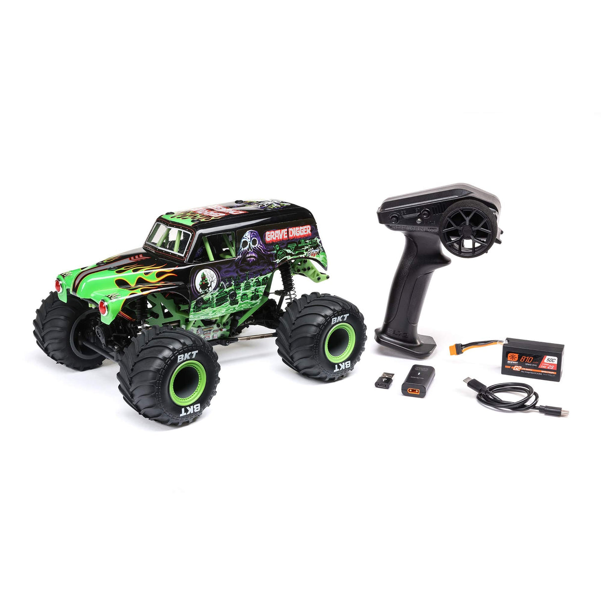1/18 Mini LMT Grave Digger 2S 4X4 RTR Brushed Monster Truck (Battery & Charger Included), Green