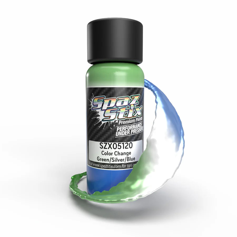 Spaz Stix 05120 Color Change Airbrush Paint, Green/Silver/Blue, 2oz Bottle