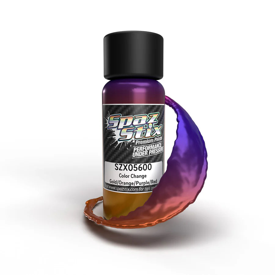 Spaz Stix Color Change Airbrush Ready Paint, Gold/Orange/Purple/Red, 2oz Bottle