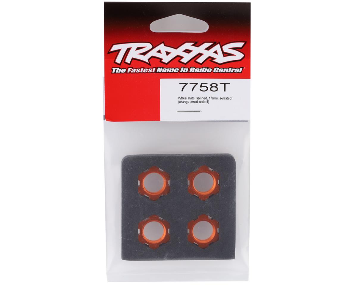 Traxxas Sledge/X-Maxx/E-Revo VXL 17mm Splined Wheel Nut (Orange) (4)