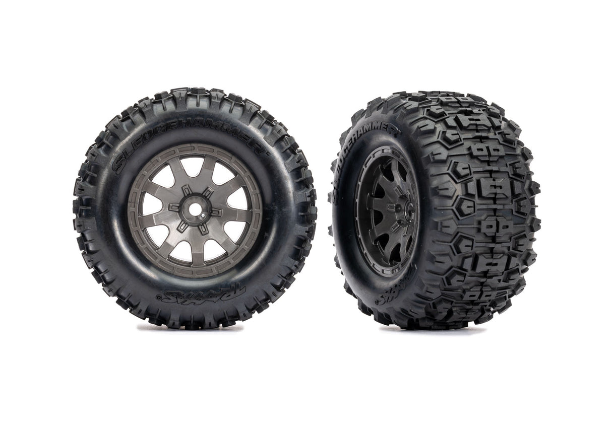 Traxxas Gray Rear Wheels w/ Sledgehammer Tires (2)