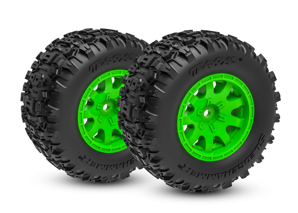 Traxxas Green Rear Wheels w/ Sledgehammer Tires (2)