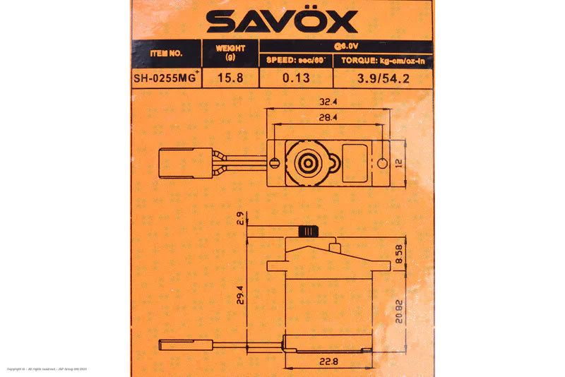 Savox SH-0255MG+ Digital Micro Servo – Metal Gear
