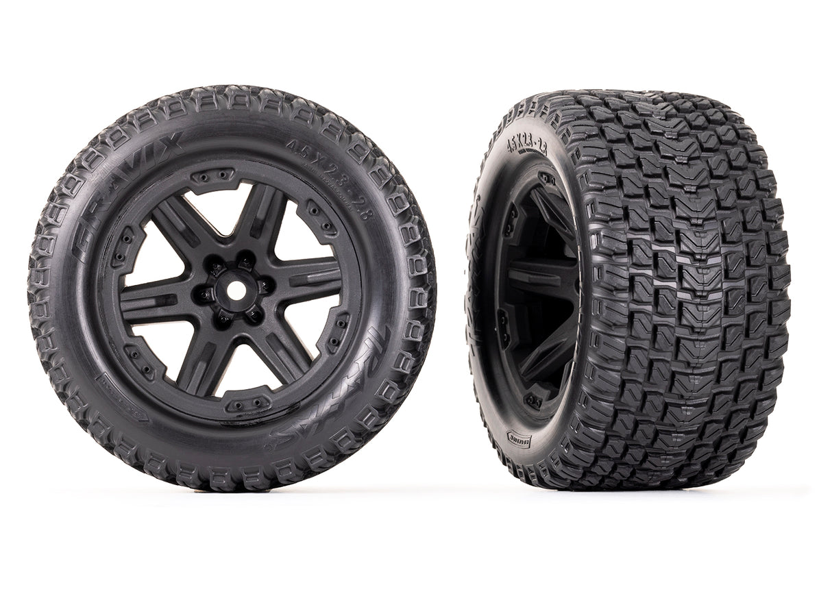 Traxxas RXT 2.8" Black Wheels & Gravix Tires (2)