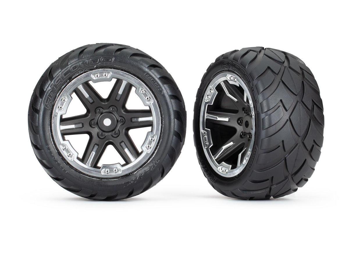 Traxxas RXT 2.8" Black & Chrome Wheels & Anaconda Tires (2)
