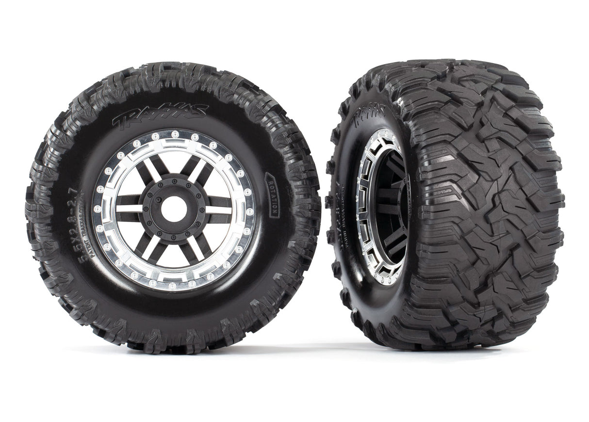 Traxxas Maxx 2.8" Black & Chrome Wheels & Maxx MT Tires (2)
