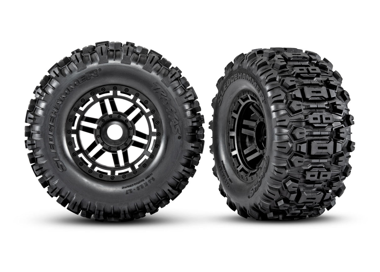 Traxxas Maxx 2.8" Black Wheels & Sledgehammer Tires (2)