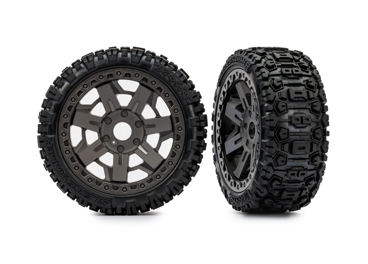 Traxxas 3.0" Gray Wheels w/ Sledgehammer Tires (2)