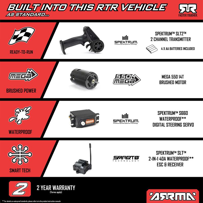 Arrma 1/10 VORTEKS 2WD RTR Brushed Stadium Truck (Battery & Charger Included)