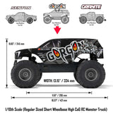 1/10 GORGON 2WD RTA Kit Brushed Monster Truck (Battery & Charger Included), Gun Metal