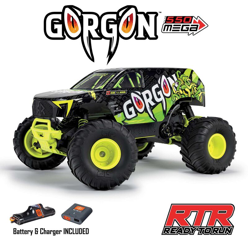 1/10 GORGON 2WD RTR Brushed Monster Truck (Battery & Charger Included), Yellow