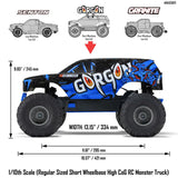1/10 GORGON 2WD RTR Brushed Monster Truck, Blue