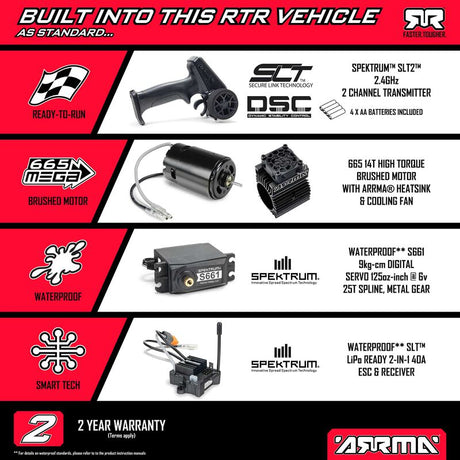 1/10 GRANITE MEGA 665 4X4 RTR Brushed Monster Truck, Orange