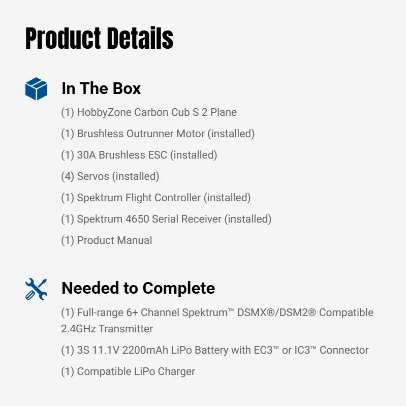 HobbyZone 1300mm Carbon Cub S 2 BNF Basic Beginner RC Plane w/ SAFE-HBZ32500