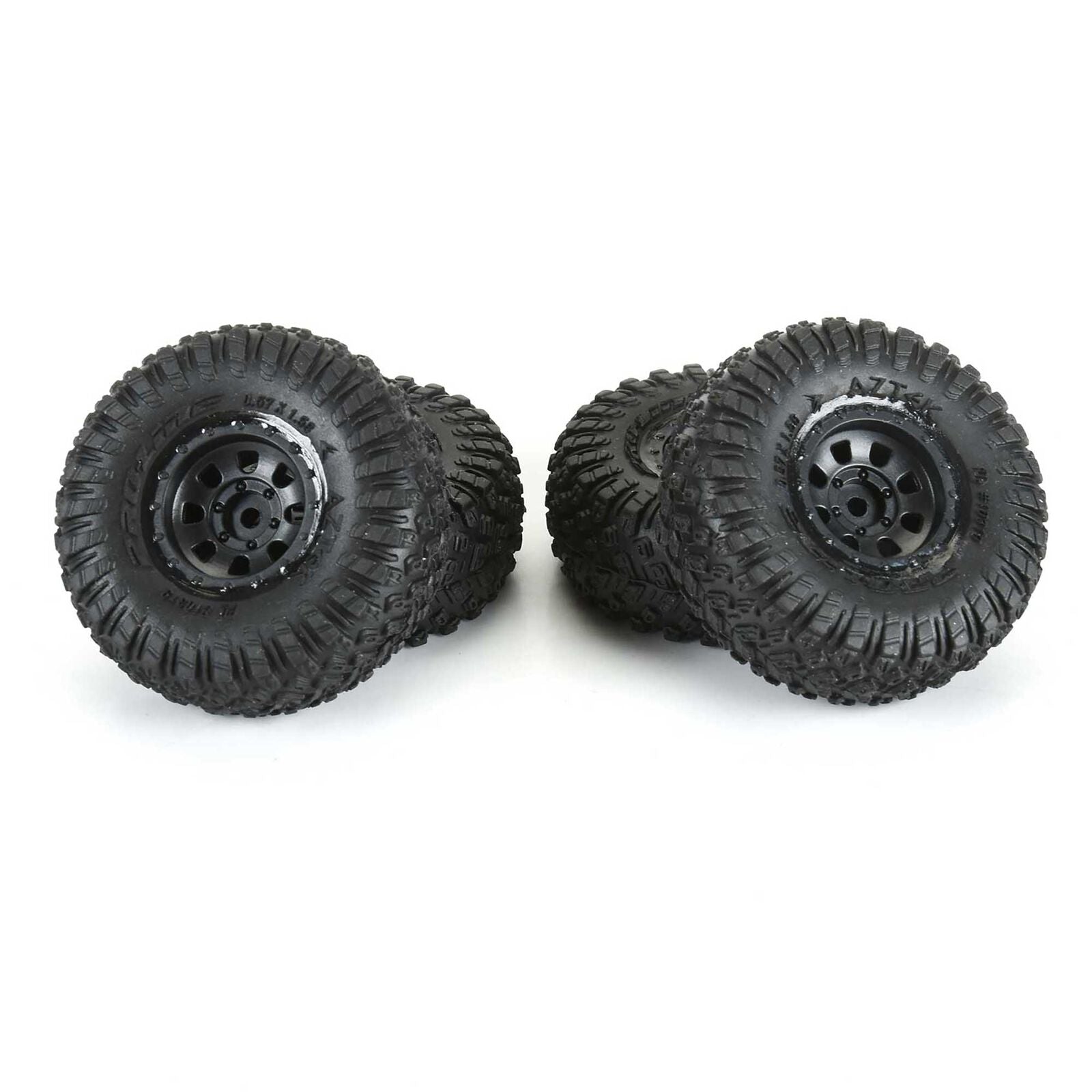 SpeedTek RC 42/104 Pre-Mounted Soft SH25 Foam Drag Tires (4) - Black Dish Wheels, 1/7 1/8 Scale