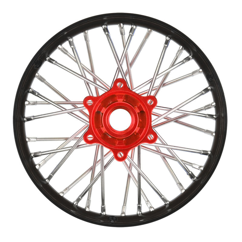 Pro-Line Racing 1/4 Pro-Spec Aluminum V2 Bead Rear Wheel Black/Red (1): Promoto-MX