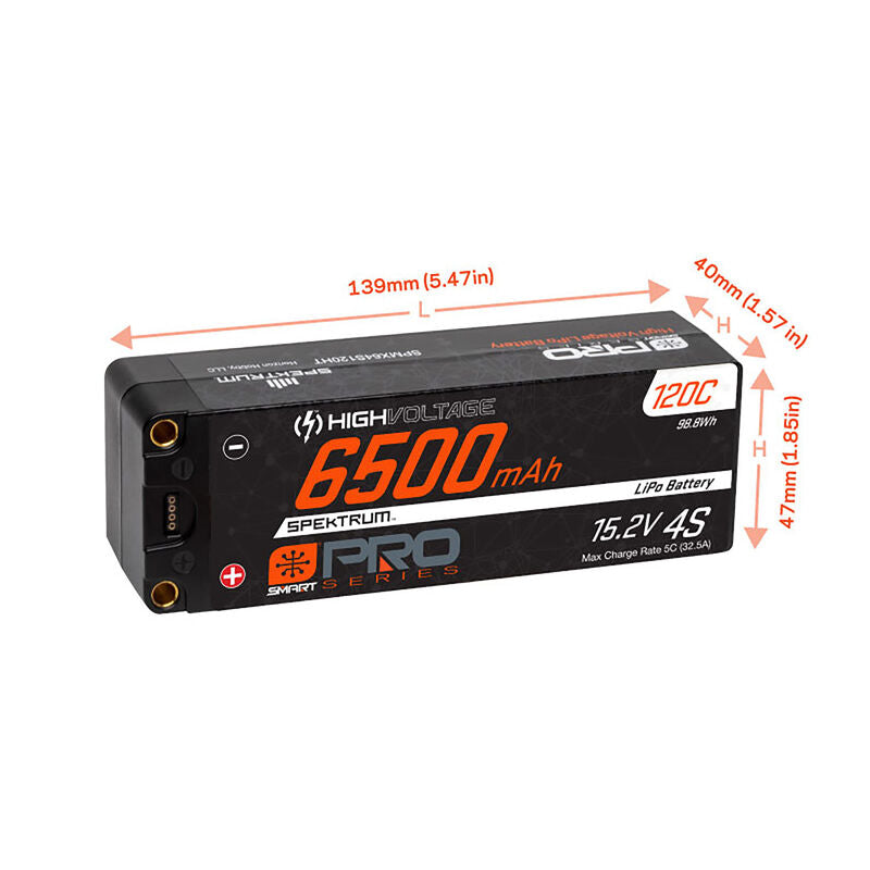 Spektrum 15.2V 6500mAh 4S 120C Smart Pro Race Hardcase HV-LiPo Battery: Tubes, 5mm