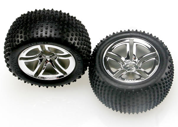 Traxxas Twin-Spoke 2.8" Chrome Wheels & Alias Tires (2)