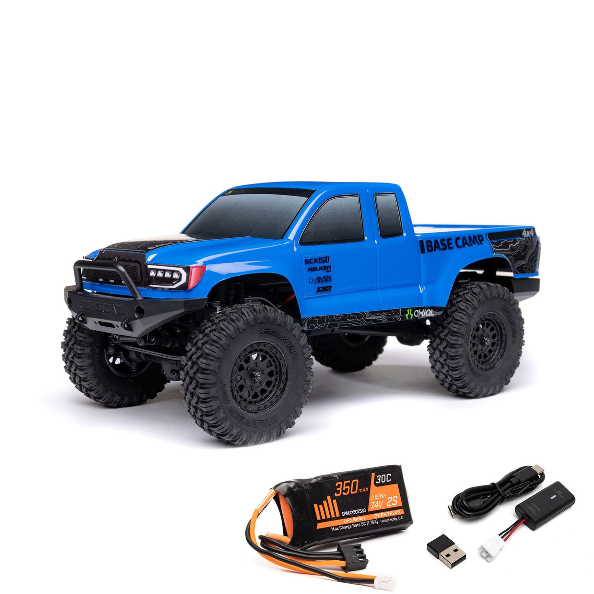 1/24 SCX24 Base Camp 4X4 RTR Brushed Rock Crawler (Battery & Charger Included), Blue
