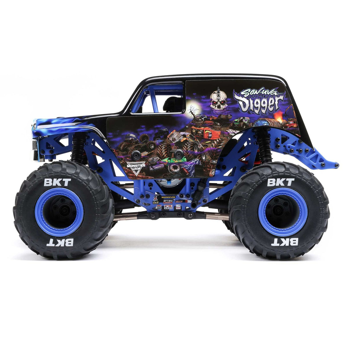 1/18 Mini LMT Son Uva Digger 2S 4X4 RTR Brushed Monster Truck (Battery & Charger Included), Blue